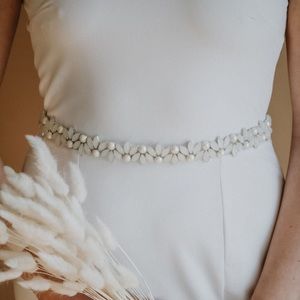 Opal and Pearl Wedding Dress Belt